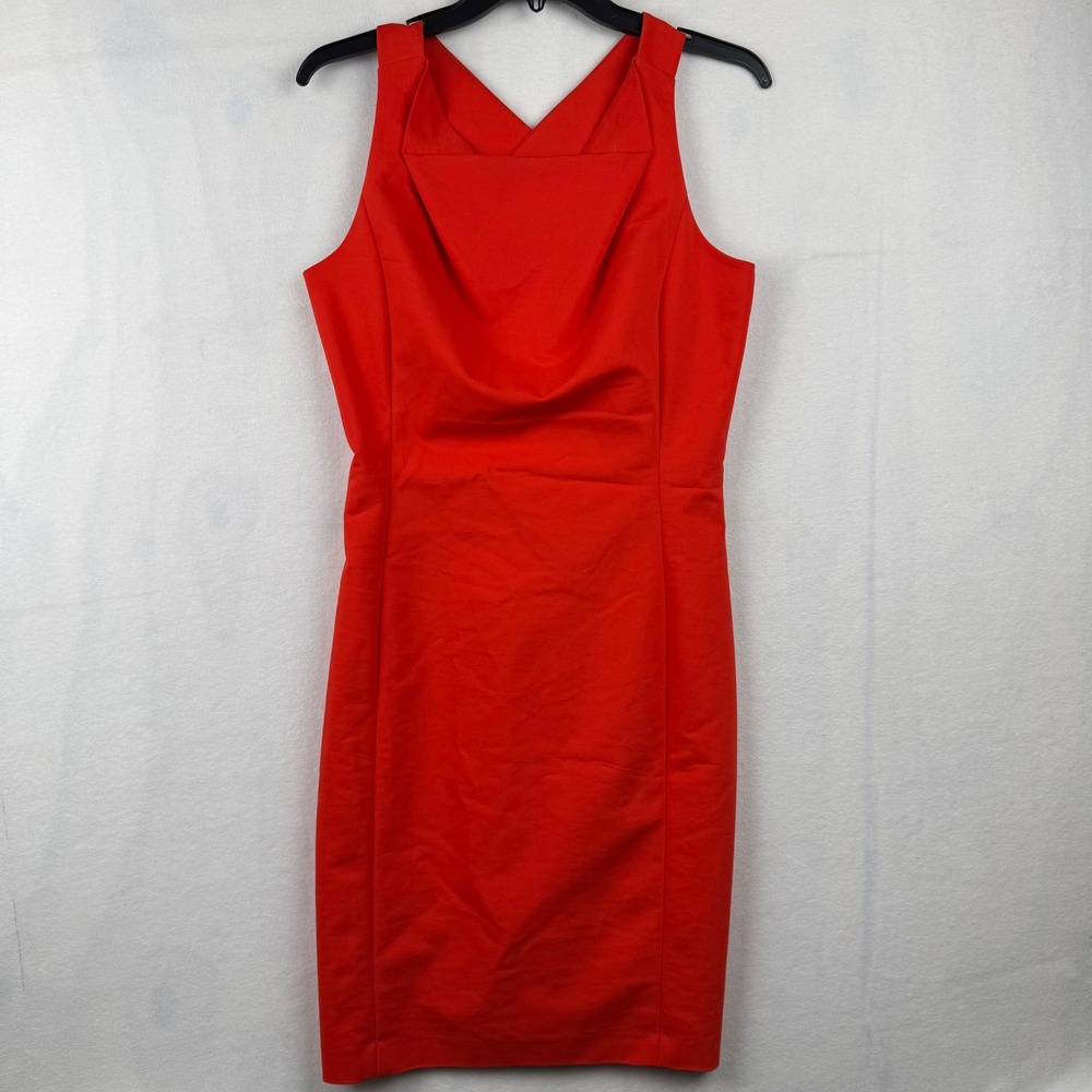 Belle‎ Badgley Mischka Red Sleeveless Sheath Cross Back Cocktail Dress Size 6